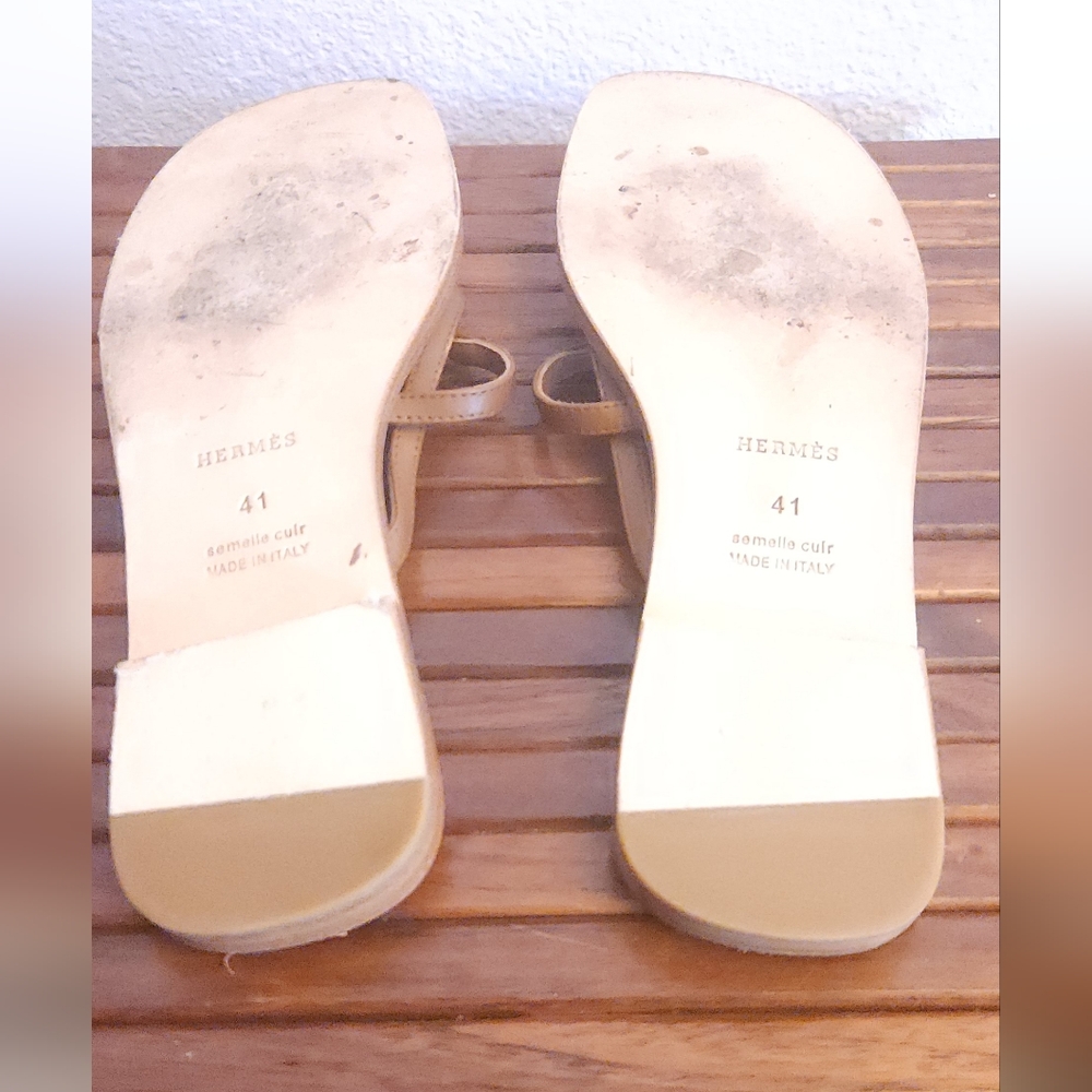 HERMES KELLY Brown Sandals with Silver Details - Picture 5 of 8